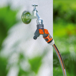 Gardena Vanne à 2 voies: Distributeur d'eau pour robinet avec filetage de 26,5 mm (G 3/4 Pouce), pour une connexion simultanée d