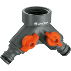 Gardena Vanne à 2 voies: Distributeur d'eau pour robinet de 33,3 mm (G 1 Pouce) - Fil, pour une connexion simultanée de deux pér