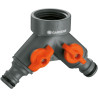Gardena Vanne à 2 voies: Distributeur d'eau pour robinet de 33,3 mm (G 1 Pouce) - Fil, pour une connexion simultanée de deux pér