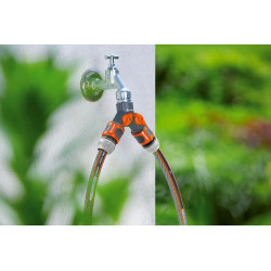 Gardena Vanne à 2 voies: Distributeur d'eau pour robinet de 33,3 mm (G 1 Pouce) - Fil, pour une connexion simultanée de deux pér