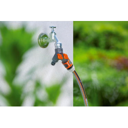 Gardena Vanne à 2 voies: Distributeur d'eau pour robinet de 33,3 mm (G 1 Pouce) - Fil, pour une connexion simultanée de deux pér