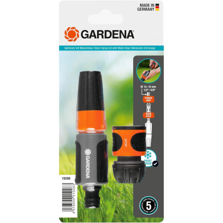 Nécessaire d'arrosage 13 mm (1/2 Pouce) et 15 mm (5/8 Pouce) de Gardena : kit de lances d'arrosage avec Aquastop pour un changem