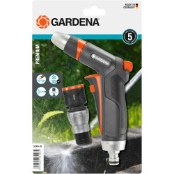 Kit pistolet de nettoyage Premium de Gardena : pistolet de nettoyage robuste et raccord d'arrêt d'eau (18306-20)