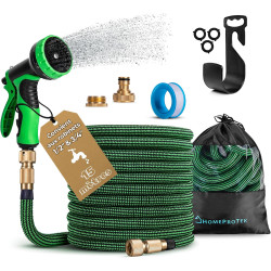 HOMEPROTEK Tuyau d'Arrosage Extensible 15m - Tuyau d’Eau Réglable avec 1/2'' et 3/4'' (19mm et 13mm) Adaptateurs, 9 Modes d'Arro