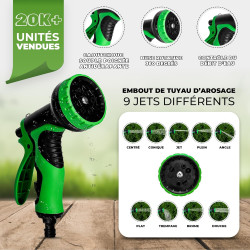 HOMEPROTEK Tuyau d'Arrosage Extensible 30m - Tuyau d’Eau Réglable avec 1/2'' et 3/4'' (19mm et 13mm) Adaptateurs, 9 Modes d'Arro
