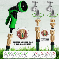 HOMEPROTEK Tuyau d'Arrosage Extensible 30m - Tuyau d’Eau Réglable avec 1/2'' et 3/4'' (19mm et 13mm) Adaptateurs, 9 Modes d'Arro