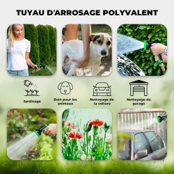 HOMEPROTEK Tuyau d'Arrosage Extensible 30m - Tuyau d’Eau Réglable avec 1/2'' et 3/4'' (19mm et 13mm) Adaptateurs, 9 Modes d'Arro