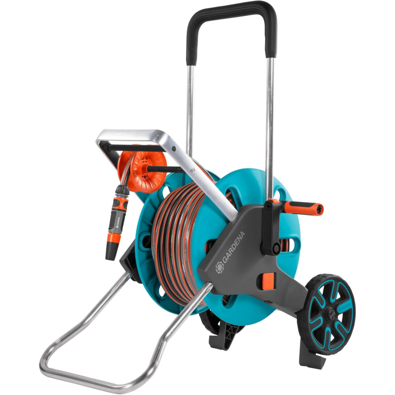 Gardena Kit dévidoir CleverRoll M Easy : dévidoir sur roues d'une capacité de 60 m, particulièrement stable, avec guidage confor