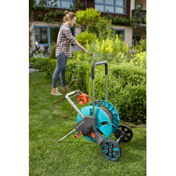 Gardena Kit dévidoir CleverRoll M Easy : dévidoir sur roues d'une capacité de 60 m, particulièrement stable, avec guidage confor