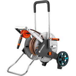 Gardena CleveRoll M Easy Metal Ensemble: chariot de tuyau de 60 m de capacité, très stable, contrôle du tuyau stable, incl. Tuya
