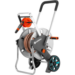 Gardena CleveRoll M Easy Metal Ensemble: chariot de tuyau de 60 m de capacité, très stable, contrôle du tuyau stable, incl. Tuya