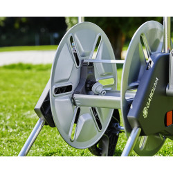 Gardena dévidoir métallique sur roues aquaroll m, argent, orange, noir, cleverroll m métal