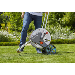 Gardena dévidoir métallique sur roues aquaroll m, argent, orange, noir, cleverroll m métal
