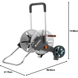 Gardena dévidoir métallique sur roues aquaroll m, argent, orange, noir, cleverroll m métal