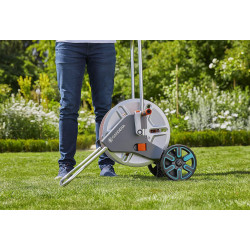 Gardena dévidoir CleverRoll L Easy métal : Grand dévidoir sur Roues d'une capacité de 100 m, avec Guidage dans Un Cadre métalliq