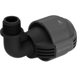 Coude 90° mâle de Gardena : pièce pour raccordement à l'extrémité du tuyau, 25 mm x 1/2 Pouce, technologie de raccordement Quick