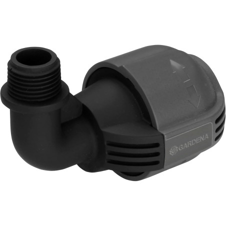 Coude 90° mâle de Gardena : pièce pour raccordement à l'extrémité du tuyau, 25 mm x 1/2 Pouce, technologie de raccordement Quick