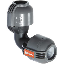 Jonction en L 25 mm de Gardena : raccord de tuyau pour changement de direction du tuyau de pose, 25 mm, compatible avec les tuya