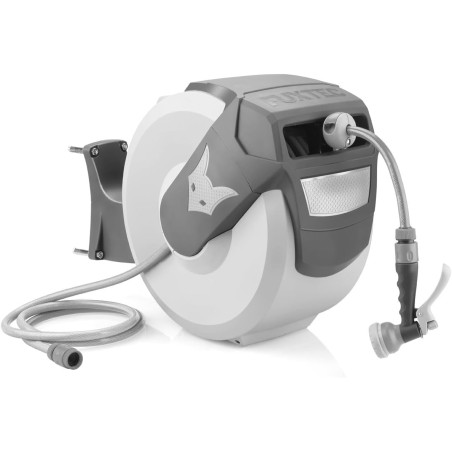 FUXTEC Dévidoir Automatique FX-WSA20G - 20 m de Tuyau d'Arrosage ½ Pouce - Enrouleur De Tuyau Pour Montage Mural Avec Douchette 