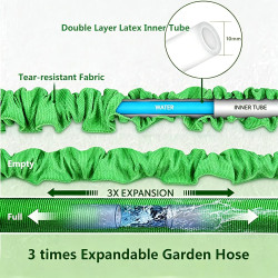 Tuyau d'arrosage extensible de 7.5m/15m/22.5m/30m/37.5m tuyau d'arrosage extensible 3 fois, tuyau magique flexible, anti-fuite, 
