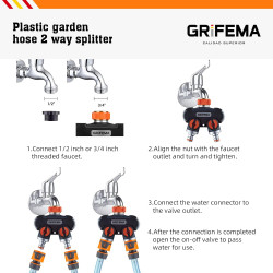 Grifema ge1401-2, distributeur arrosage 2 voies, diviseur de tuyau, avec interrupteur de commande, les travaux d'écoulement d'ea