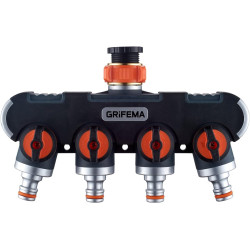 GRIFEMA GE1401-4, Distributeur Arrosage 4 Voies, Diviseur de Tuyau, Avec Interrupteur de Commande, Les Travaux D'écoulement D'ea