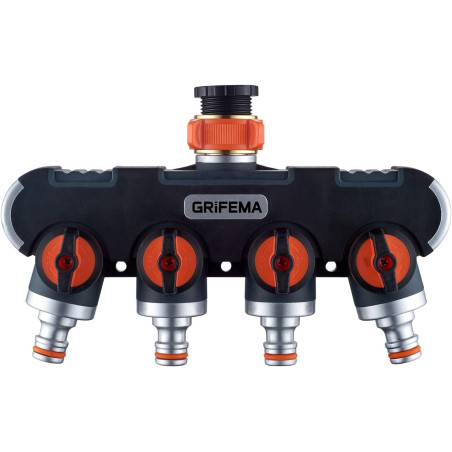 GRIFEMA GE1401-4, Distributeur Arrosage 4 Voies, Diviseur de Tuyau, Avec Interrupteur de Commande, Les Travaux D'écoulement D'ea