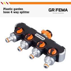 GRIFEMA GE1401-4, Distributeur Arrosage 4 Voies, Diviseur de Tuyau, Avec Interrupteur de Commande, Les Travaux D'écoulement D'ea