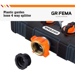 GRIFEMA GE1401-4, Distributeur Arrosage 4 Voies, Diviseur de Tuyau, Avec Interrupteur de Commande, Les Travaux D'écoulement D'ea
