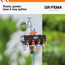 GRIFEMA GE1401-4, Distributeur Arrosage 4 Voies, Diviseur de Tuyau, Avec Interrupteur de Commande, Les Travaux D'écoulement D'ea