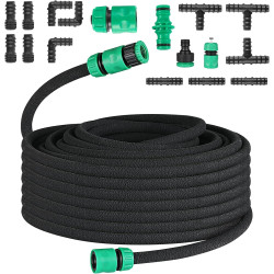 Tuyau Poreux, Microporeux pour Irrigation Goutte à Goutte, Tuyau Économiseur d'Eau pour Arrosage, Jardins, Pelouses, Terrasses, 
