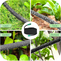Tuyau Poreux, Microporeux pour Irrigation Goutte à Goutte, Tuyau Économiseur d'Eau pour Arrosage, Jardins, Pelouses, Terrasses, 