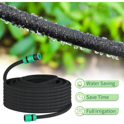 Tuyau Poreux, Microporeux pour Irrigation Goutte à Goutte, Tuyau Économiseur d'Eau pour Arrosage, Jardins, Pelouses, Terrasses, 