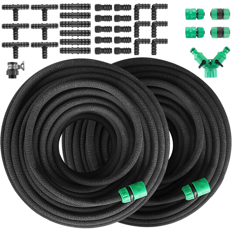 Tuyau Poreux Microporeux pour Irrigation Goutte à Goutte, Tuyau Économiseur d'Eau pour Arrosage, Jardins, Pelouses, Terrasses, F
