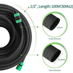 Tuyau Poreux Microporeux pour Irrigation Goutte à Goutte, Tuyau Économiseur d'Eau pour Arrosage, Jardins, Pelouses, Terrasses, F