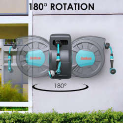 ENEACRO Dévidoir Enrouleur Automatique 35+2 m - Enrouleur De Tuyau pour Montage Mural avec Pistolet à eau 10 fonctions - Pivotan