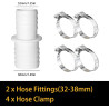 Lot de 2 raccords de tuyau de 32 mm à 38 mm de diamètre avec 4 colliers de serrage pour piscine