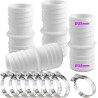 Lot de 4 raccords de tuyau de 38 mm avec 8 colliers de serrage - Adaptateur de tuyau double (blanc)