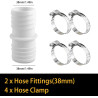 Lot de 4 raccords de tuyau de 38 mm en acier inoxydable - Blanc - Adaptateur pour tuyau de piscine - Double embout (2 pièces)