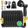 Tuyau Arrosage Extensible 15m, Tuyau d'arrosage Retractable avec 1/2" et 3/4" Adaptateur, Tuyaux d'arrosage avec 10 Modèles de P