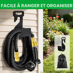 Tuyau Arrosage Extensible 15m, Tuyau d'arrosage Retractable avec 1/2" et 3/4" Adaptateur, Tuyaux d'arrosage avec 10 Modèles de P