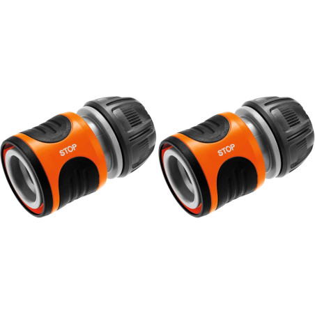 Gardena conector, noir/orange, 13 mm (1/2") et 15 mm (5/8") (lot de 2)