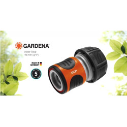 Raccord d'arrosage Aquastop 19 mm (3/4 Pouce) de Gardena : connecteur enfichable avec Aquastop, pour extrémité de tuyau, Powergr