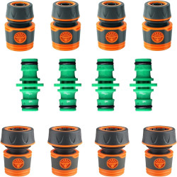 12 Connecteur Tuyau Arrosage, Raccord Tuyau d'Arrosage 19mm 25 mm, Raccord Rapide Tuyau Arrosage 1/2 in Tuyau Rapides Raccord 3/