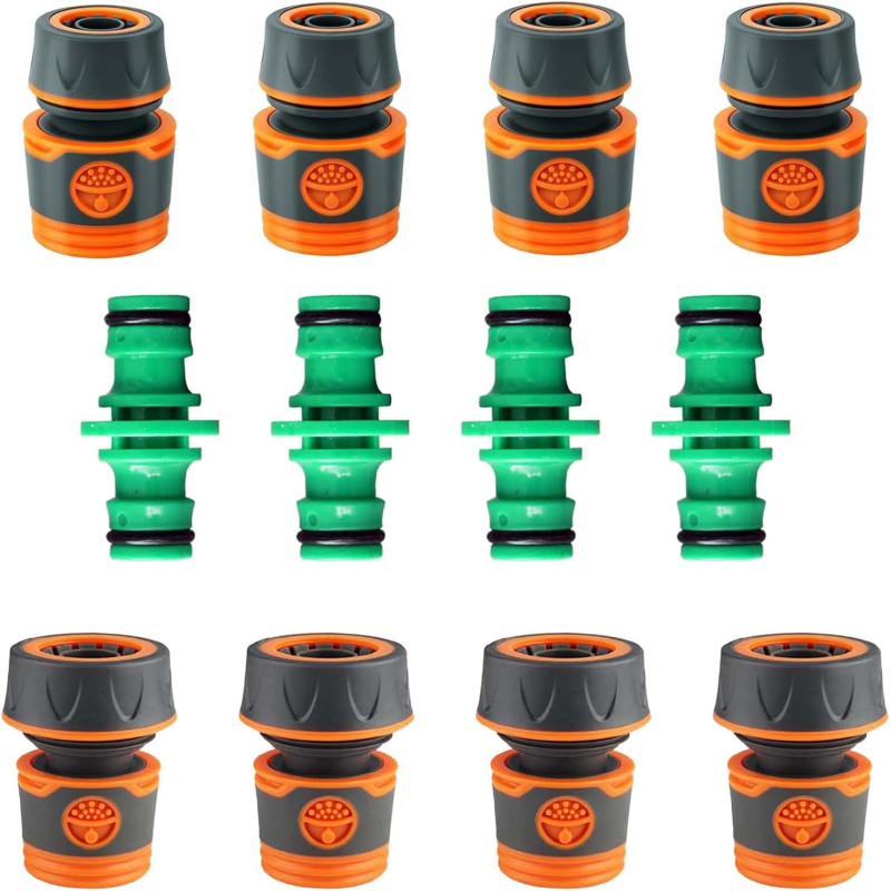 12 Connecteur Tuyau Arrosage, Raccord Tuyau d'Arrosage 19mm 25 mm, Raccord Rapide Tuyau Arrosage 1/2 in Tuyau Rapides Raccord 3/