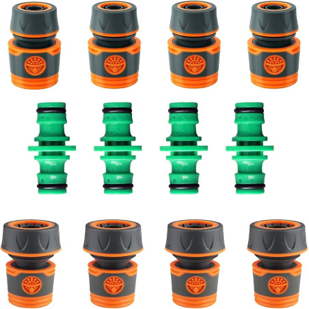 12 Connecteur Tuyau Arrosage, Raccord Tuyau d'Arrosage 19mm 25 mm, Raccord Rapide Tuyau Arrosage 1/2 in Tuyau Rapides Raccord 3/