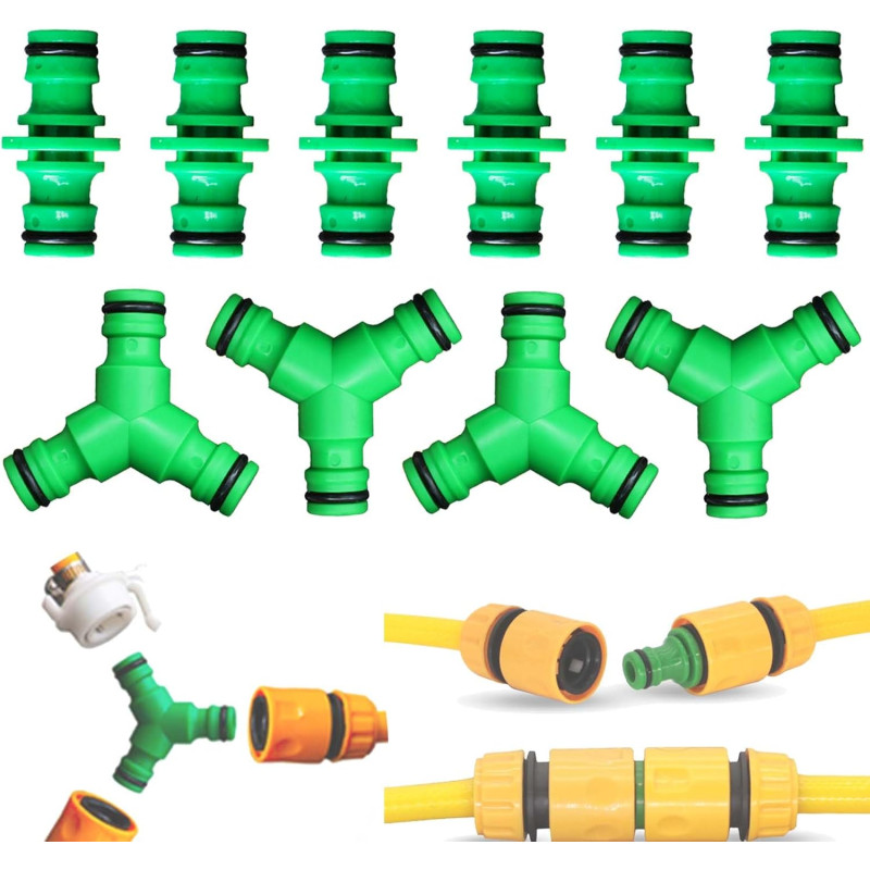 10 raccord Tuyau d'arrosage, Tee raccord de Tuyau connecteur, raccordement de Deux tuyaux, raccord y connecteur Tuyau arrosage, 