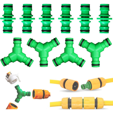 10 raccord Tuyau d'arrosage, Tee raccord de Tuyau connecteur, raccordement de Deux tuyaux, raccord y connecteur Tuyau arrosage, 