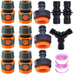 12 Pcs Embout Tuyau Arrosage FORMVERSITY, 1/2 Plastique Raccord Tuyau d'Arrosage 3/4 Raccord Rapide Tuyau Arrosage, Adaptateurs 