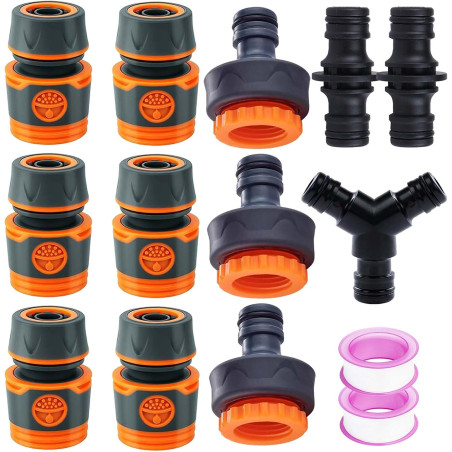 12 Pcs Embout Tuyau Arrosage FORMVERSITY, 1/2 Plastique Raccord Tuyau d'Arrosage 3/4 Raccord Rapide Tuyau Arrosage, Adaptateurs 